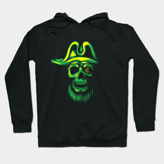 Green Skull Pirate Hoodie by attire zone